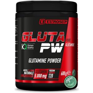 EUROSUP - Glutammina in Polvere GLUTA PW 100% Vegan, Integratore KYOWA QUALITY per Massima Qualità e Purezza, Glutamine Powder Recupero e Sintesi Proteica - Integratori Post Workout Gusto Neutro, 600g