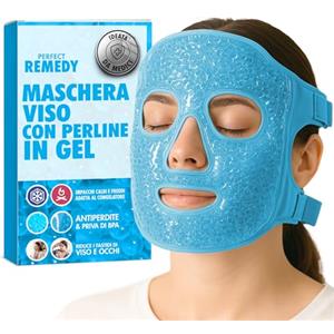 Perfect Remedy Maschera Ghiaccio Viso Riutilizzabile per Impacchi Freddi e Caldi - Frozen Face Mask Refrigerante con Perline in Gel (Blu)