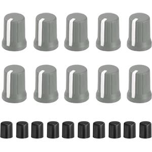 QUARKZMAN 10Pz Manopole Per Potenziometro Manopola Grigio Bianco | Di Controllo In Gomma, Sostituzione Per Albero A D, Per Potenziometro Tappo Aste Spingenti, Per DJ Controller Mixer Console