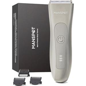 MANSPOT Rasoio Elettrico Corpo Uomo, Depilatore Corpo con Lama in Ceramica, Rasoio Intime Impermeabile IPX7 Umido e Asciutto per Zone Sensibili, Braccia, Gambe e Ascelle