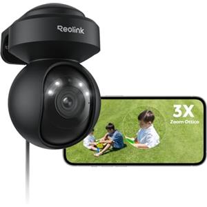 Reolink 4K PTZ Telecamera Wi-Fi Esterno con 3X Zoom Ottico, Auto-Tracking | Rilevamento Persone/Veicoli/Animali, Videocamera Sorveglianza Esterno Supporta Wi-Fi 6, Audio a 2 Vie, E1 Outdoor Pro Nero