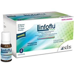Nóos - Linfoflu Flaconcini - a Base di Resveratrolo, Betaglucano, Lattoferrina, Zinco, Vitamina C, e Arginina - 15 Flaconcini da 10 ml - Utile a Rinforzare il Sistema Immunitario