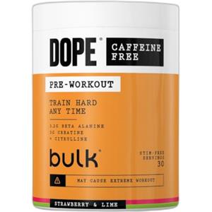 Bulk Dope Polvere Pre-Workout Senza Caffeina | Strawberry Lime | 510g | 30 Porzioni | Senza Stimolanti | 3,2g Beta Alanina | 3g Creatina | Miscela Citrullina AAKG | Vitamina B6 | Potenza, Resistenza