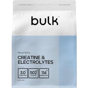 BULK POWDERS Bulk Creatina ed Elettroliti in polvere, Frutti di Bosco, 300 g | 3 g di creatina, Elettroliti e vitamine essenziali, Aumenta energia, idratazione e prestazioni, Ideale per HIIT