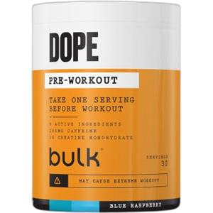 Bulk Polvere Pre-Workout Dope, Lampone Blu, 510 g | 3 g di creatina per porzione, 200 mg di caffeina, Citrullina malato e arginina AKG, Beta-alanina, Energia