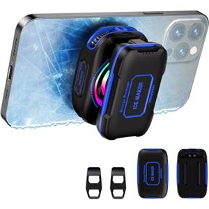 KOOVIVA Radiatore magnetico per cellulare, ventilatore portatile con illuminazione RGB, caminetto cellulare per iPhone serie magnetica/Android/tablet/iPad (blu)