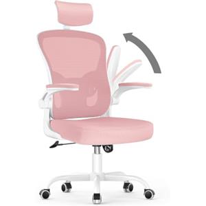 rattantree Sedia da Ufficio, Sedia Ufficio Scrivania con Poggiatesta Regolabile, Rosa | Sedia Ergonomica per Computer con Braccioli Regolabili e Supporto Lombare per Home Office