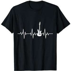 Chitarre Elettriche Frequenza cardiaca M Chitarra Elettrica Heartbeat Chitarra Rock Music Regalo Maglietta