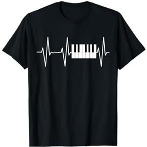 Music Chords Shirts Heart Pulse Rhythmus Tastiera per pianoforte Vintage Heartbeat Jazz Puls Pianisti Musicista Maglietta