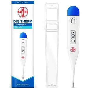 AIESI® Termometro Digitale Professionale per febbre in adulti e bambini DIGITHERM, Risultato in 1 MINUTO, Garanzia Italia 24 mesi