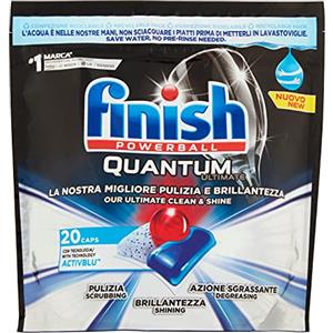 Finish Quantum Max Dishwasher Detergent Regular 20 Tabs, integratore alimentare per routine quotidiana