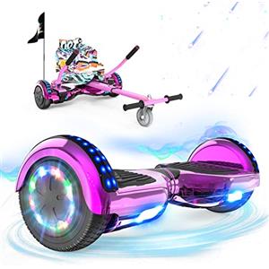 RCB Hoverboards 6.5'' con Hoverkart Go-Kart Costruito in luci a LED Bluetooth Speaker Colorato Ruote, Ideale Regali per Adolescenti e Bambini