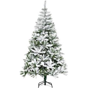 HOMCOM Albero di Natale Innevato 180 cm con 750 Rami Ignifughi, Verde | Albero di Natale Artificiale Folto, Effetto Realistico, Base in Acciaio, Casa Ufficio Negozio, Facile Montaggio