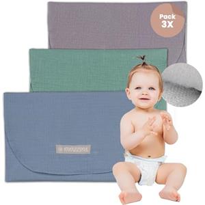 MIMUSELINA Organizer Porta Pannolini da Borsa - Porta Pannolini e Salviette da Borsa Impermeabili - Organizer Pannolini Ideale per Accessori per Neonato (Blu/Grigio/Menta)