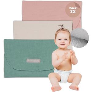 MIMUSELINA Organizer Porta Pannolini da Borsa - Porta Pannolini e Salviette da Borsa Impermeabili - Organizer Pannolini Ideale per Accessori per Neonato (Sabbia/Menta/Senape)