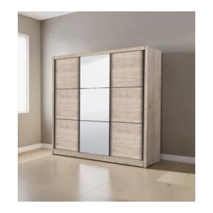 BellaHome Armadio 3 ante scorrevoli madrid con specchio effetto quercia 242x60x215 cm