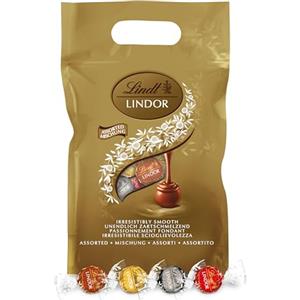 Lindt LINDOR Praline di Cioccolato al Latte, Fondente, Bianco, Nocciola, 80 Cioccolatini, in confezione assortita maxi formato 1kg