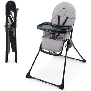 kk Kinderkraft Kinderkraft BINCI Seggiolone Pappa, leggero e pieghevole, con vassoio, poggiapiedi e cinture a 5 punti, perfetto per piccoli spazi e viaggi, Gray