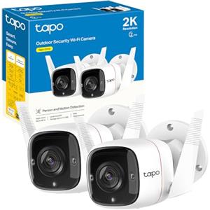 Tapo C310P2 3MP Telecamera WiFi Esterno 2 Pack Telecamera Sorveglianza IP66 | Per Giardino, Ingresso e Garage, Visione Notturna fino a 30m, Audio Bidirezionale, IP66, Compatibile con Alexa