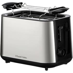 Russell Hobbs Tostapane, 2 Fette, Fessure Extra Larghe, 6 Dorature | Funzione Lift & Look, Scongelamento, Cancella Opzioni, Vassoio Briciole Rimovibile, Scaldapanini, Inox, Heaton