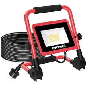 HYCHIKA BETTER TOOLS FOR BETTER LIFE HYCHIKA Faretto da Cantiere 30 W, 3500 lm 6500 K impermeabile IP65 | Con cavo di alimentazione da 2 m e spina europea. Faretto robusto per cantieri e garage