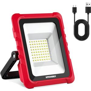 HYCHIKA BETTER TOOLS FOR BETTER LIFE HYCHIKA Faro LED Ricaricabile 20 W 2000 lm 6500 K, Lampada Cantiere IP65 | Ricarica USB C con 64 LED. Faretto robusto per campeggio all'aperto e cantieri