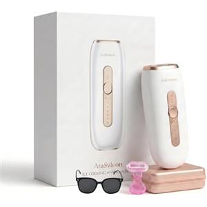 AraSyleon Epilatore IPL Con Raffreddamento Allo Zaffiro Per Uomo E Donna | Ampia Finestra Luminosa Da 4,5 cm², 5 Livelli Di Intensità, Inclusi Occhiali Protettivi, Rasoio E Borsa Portaoggetti