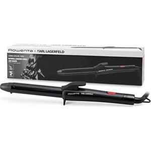 Rowenta x Karl Lagerfeld CF321L Ferro Arricciacapelli, 25 mm, Rivestimento Cheratina Lucente, Onde e Ricci Naturali, Temperatura Costante 200°C, Riscaldamento rapido, Punta fredda, Nero/Rosso