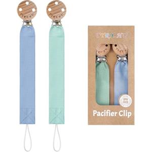 TYRY.HU Catenella Portaciuccio Tessuto Morbido Catenella Ciuccio Fatto a Mano Succhietto Porta Clip di Legno Cotone Bambini Ragazzi Massaggiagengive Clip Baby Regalo,2 Pezzi