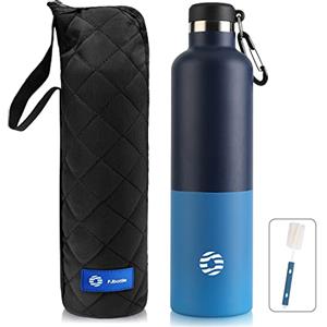 FEIJIAN Borraccia Termica 1L in Acciaio Inox + Zaino per Palestra | Facile da pulire, senza perdite e senza BPA, spazzola per bottiglia incluse, per sport e scuola