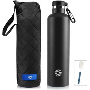 FEIJIAN Borraccia Termica 750ml in Acciaio Inox + Zaino per Palestra | Facile da pulire, senza perdite e senza BPA, spazzola per bottiglia incluse, per sport e scuola