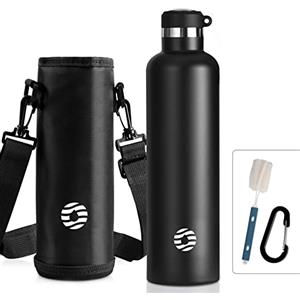 FEIJIAN Borraccia Termica 1L in Acciaio Inox + Zaino per Palestra | Facile da pulire, senza perdite e senza BPA, spazzola per bottiglia incluse, per sport e scuola
