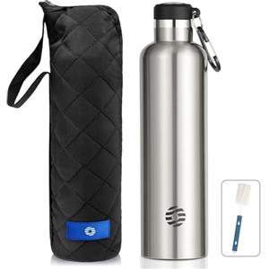 FEIJIAN Borraccia Termica 750ml in Acciaio Inox + Zaino per Palestra | Facile da pulire, senza perdite e senza BPA, spazzola per bottiglia incluse, per sport e scuola