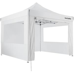 tectake® Gazebo Pieghevole da Giardino in Alluminio 3 x 3 m, Impermeabile | 4 Pannelli Laterali, Protezione UV 40+, Altezza Regolabile, Corde di Tensionamento, Picchetti, Sacca da Trasporto, Bianco