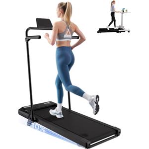 Superun Tapis Roulant Pieghevole Salvapazio Inclinazione 10% con 1-12km/h | 2.5 CV Walking Pad,1-12km/h Tapirulan Elettrico Pieghevole con APP Controllo Corsi di Allenamento, Massima di 136 kg