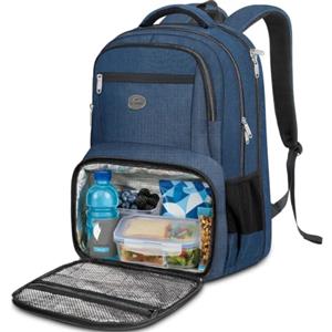 MATEIN Zaino Porta PC Porta Pranzo Termico, Zaino Lavoro Uomo 17 Pollici | Zaino PC con Pranzo Termico, Multitasche Zaino da Lavoro Uomo, Impermeabile Borsa Frigo per Università Viaggio Picnic, Blu