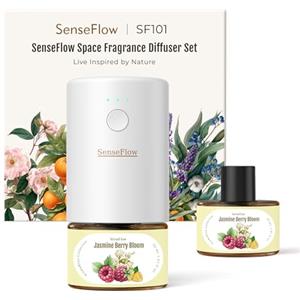 SenseFlow Diffusore di Oli Essenziali SF101 PRO Ultrasuoni Senza Acqua Profumatore per Ambienti, 100% Vegetale, Aroma Fino a 120 Giorni, LED, Ideale per Casa, Hotel e Studio - Jasmine Berry Bloom
