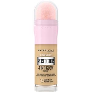 Maybelline New York Fondotinta Perfezionante Instant Perfector 4-in-1 Glow, Minimizza, Corregge, Uniforma e Illumina, Finish Luminoso Senza Imperfezioni, 20 ml, Tonalità: 1.5 Light-Medium