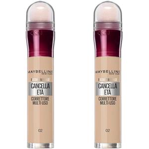 Maybelline New York Correttore Multi-Uso, Idratante e con Coprenza Modulabile, Imperfezioni e Occhiaie Coperte, Con Bacche di Goji e Haloxyl, Cancella Età, Tonalità: 02 Nude, Bipacco
