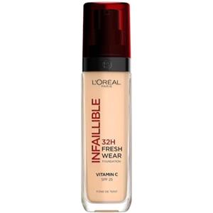 L'Oreal Paris L'Oréal Paris Fondotinta Liquido Infaillible 32H, Coprente a Lunga Tenuta con Protezione Solare SPF25, Formula Waterproof e Idratante, Tonalità: 100 Lin