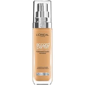 L'Oreal Paris L'Oréal Paris Fondotinta Liquido, Incarnato Uniforme e Illuminato, Finish Naturale, Per Tutti i Tipi di Pelle, Formula con Acido Ialuronico, Accord Parfait, Tonalità: 6.5D/W Caramel Dore, 30 ml