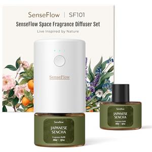 SenseFlow Diffusore di Oli Essenziali SF101 - Ultrasuoni Senza Acqua fumatore per Ambienti, 100% Vegetale, Aroma 120 Giorni, Ideale per Casa, Hotel e Studio - Sencha Giapponese