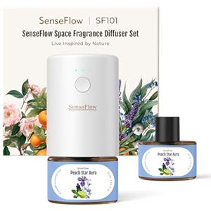 SenseFlow Diffusore di Oli Essenziali SF101 - Ultrasuoni Senza Acqua fumatore per Ambienti, 100% Vegetale, Aroma 120 Giorni, Ideale per Casa, Hotel e Studio - Peach Star Aura