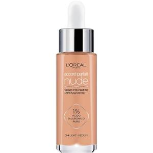 L'Oreal Paris L'Oréal Paris Siero Colorato Accord Parfait, Per Pelle Rimpolpata e Idratata, Finish Naturale, Texture Leggera, Tonalità: 3-4 Light-Medium, 30 ml