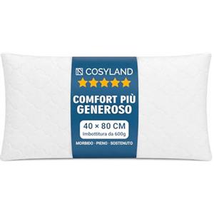 COSYLAND cuscini letto 2 pezzi, cuscini trapuntati con imbottitura 700 g in fibra 7D, morbidi e traspiranti, altezza regolabile, supporto soffice, bordi rifiniti(40 x 80 cm)