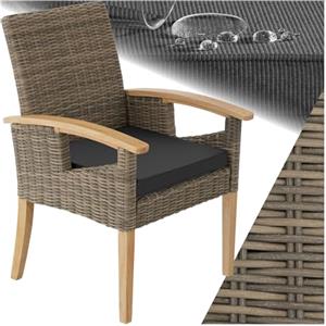tectake® Sedia in Rattan Rosarno, Poltrona Giardino, Estetica Naturale, Resistente agli Agenti Atmosferici, Poltroncina Esterno con Imbottitura Confortevole, per Esterno, Giardino, Balcone - Naturale