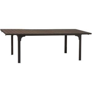 Totò Piccinni Tavolo rettangolare CILE allungabile 180/240x90x76h struttura in metallo piano in polietilene effetto legno per giardino ideale per 6 o 10 persone (Marrone)