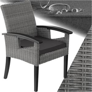 tectake® Sedia in Rattan Rosarno, Poltrona Giardino, Estetica Naturale, Resistente agli Agenti Atmosferici, Poltroncina Esterno con Imbottitura Confortevole, per Esterno, Giardino, Balcone - Grigio