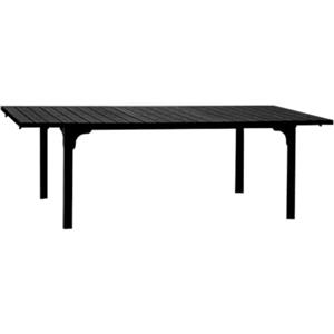 Totò Piccinni Tavolo rettangolare CILE allungabile 180/240x90x76h struttura in metallo piano in polietilene effetto legno per giardino ideale per 6 o 10 persone (Nero)