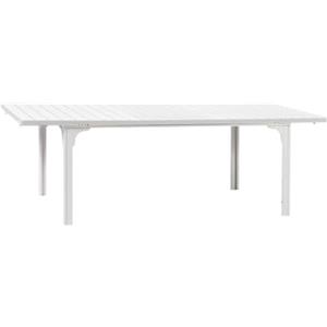 Totò Piccinni Tavolo rettangolare CILE allungabile 180/240x90x76h struttura in metallo piano in polietilene effetto legno per giardino ideale per 6 o 10 persone (Bianco)
